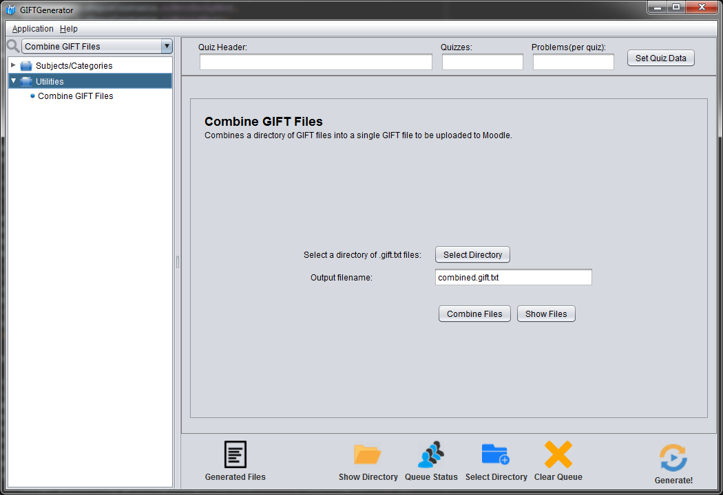 Moodle GIFT file combiner